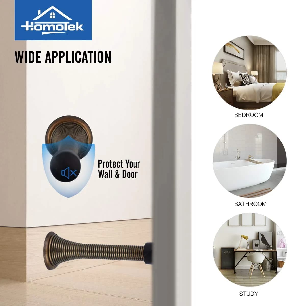 HOMOTEK Spring Door Stopper with Rubber Bumper 30 Pack Antique Brass | Durable Wall Protection thumbnail 5