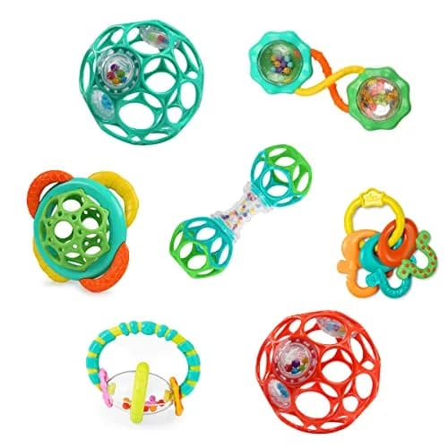 Bright Starts Soothers & Shakers 7pc Gift Set, 320 g (0.7 lb) | BPA-Free Baby Rattles, Teethers & Stroller Toys thumbnail 1