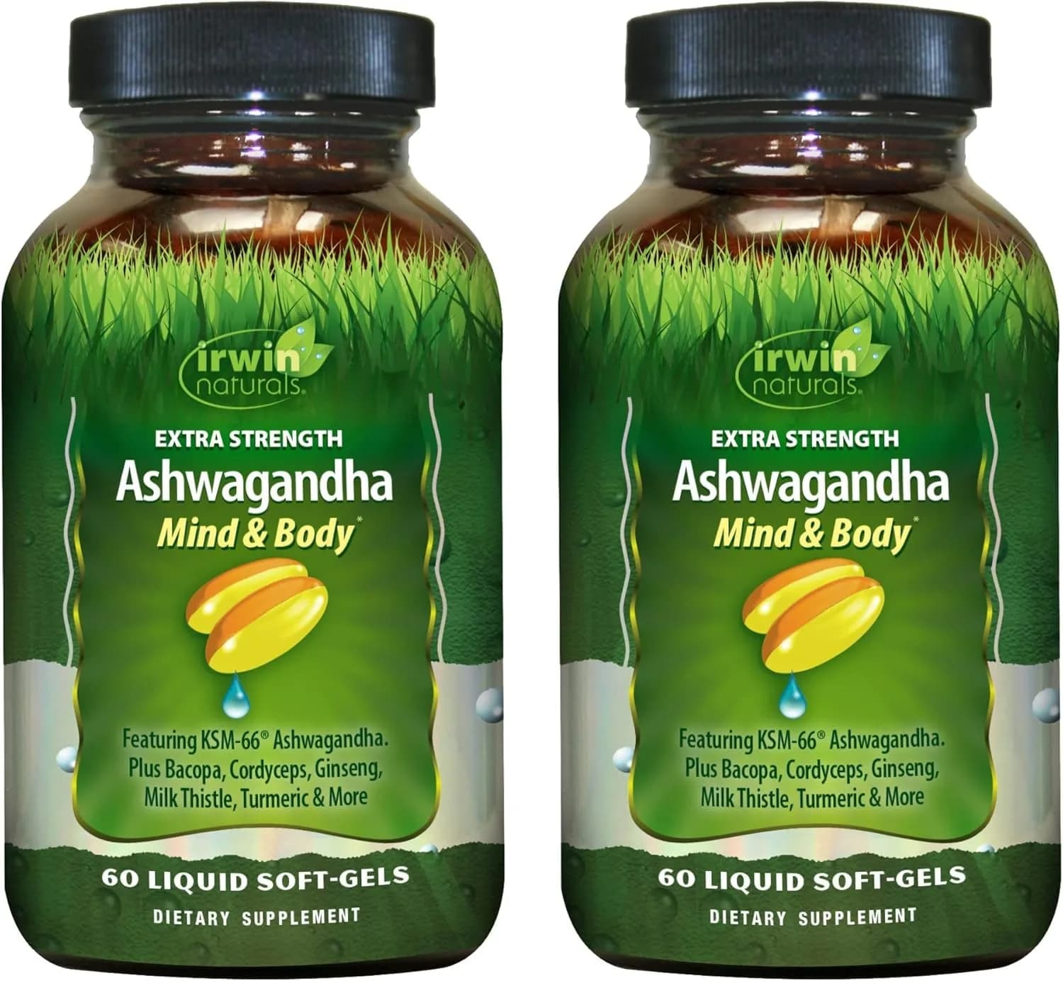 Irwin Naturals Extra Strength Ashwagandha Mind & Body Support (2 Pack) | Adaptogenic Stress & Wellness Formula — Softgel