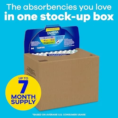 Tampax Pearl Tampons Multipack, Light/Regular/Super Absorbency, Unscented, 94 Count | Dermatologist Tested Tampon thumbnail 5