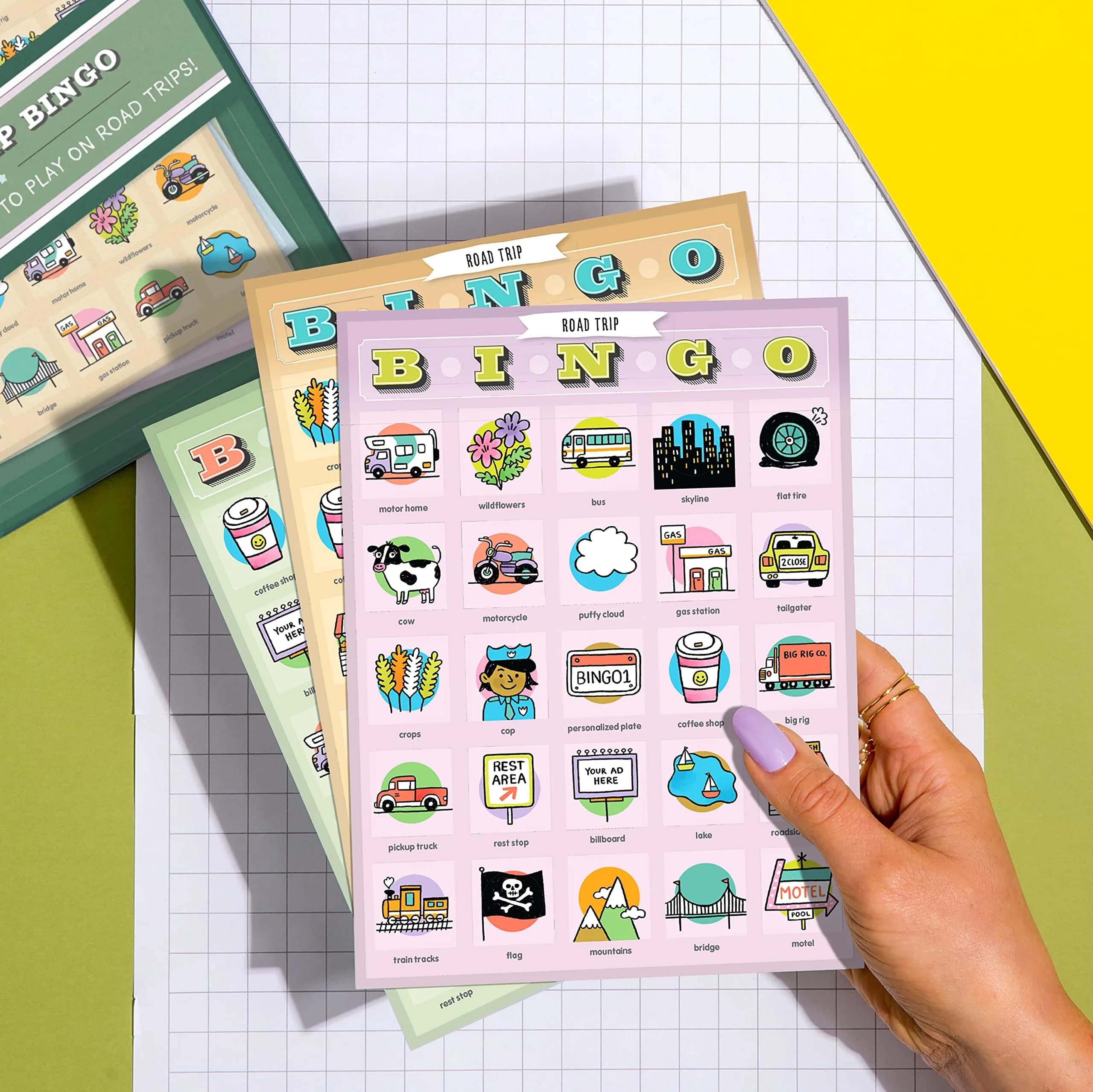 Knock Knock Roadtrip Bingo, 12 Reusable Cards | Travel Game for Kids & Adults - view 6