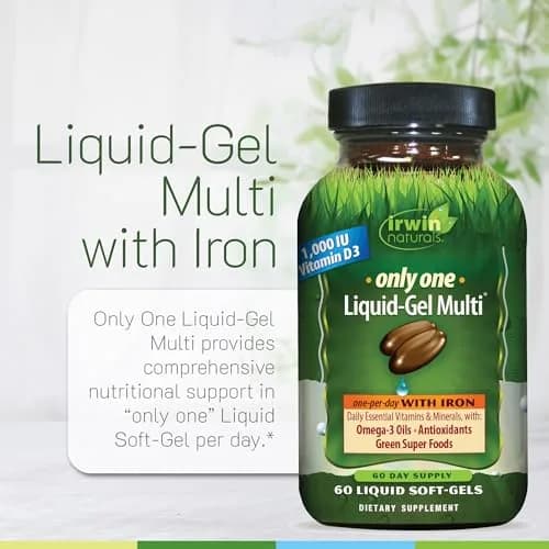 Irwin Naturals Only One Daily Multivitamin with Iron 60 Count (Pack of 2) | Complete Nutritional Support thumbnail 5
