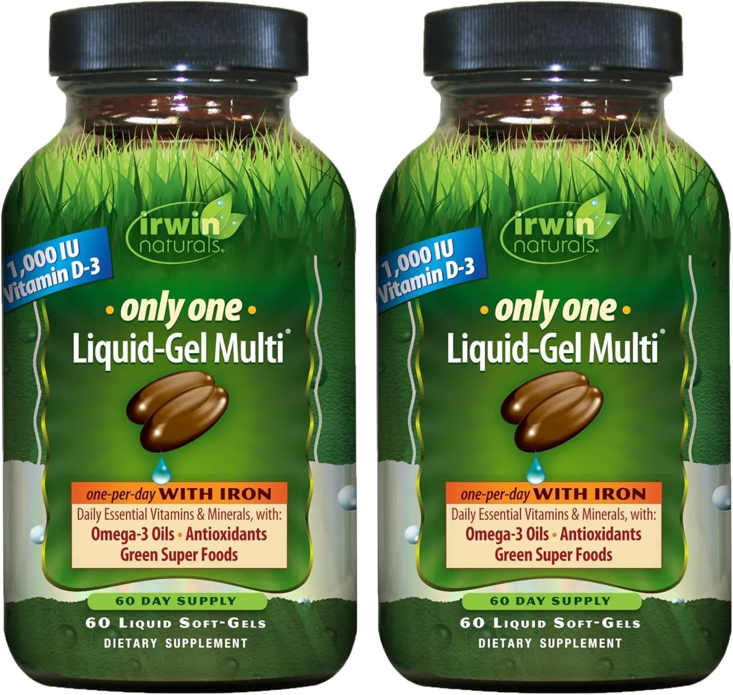 Irwin Naturals Only One Daily Multivitamin with Iron 60 Count (Pack of 2) | Complete Nutritional Support