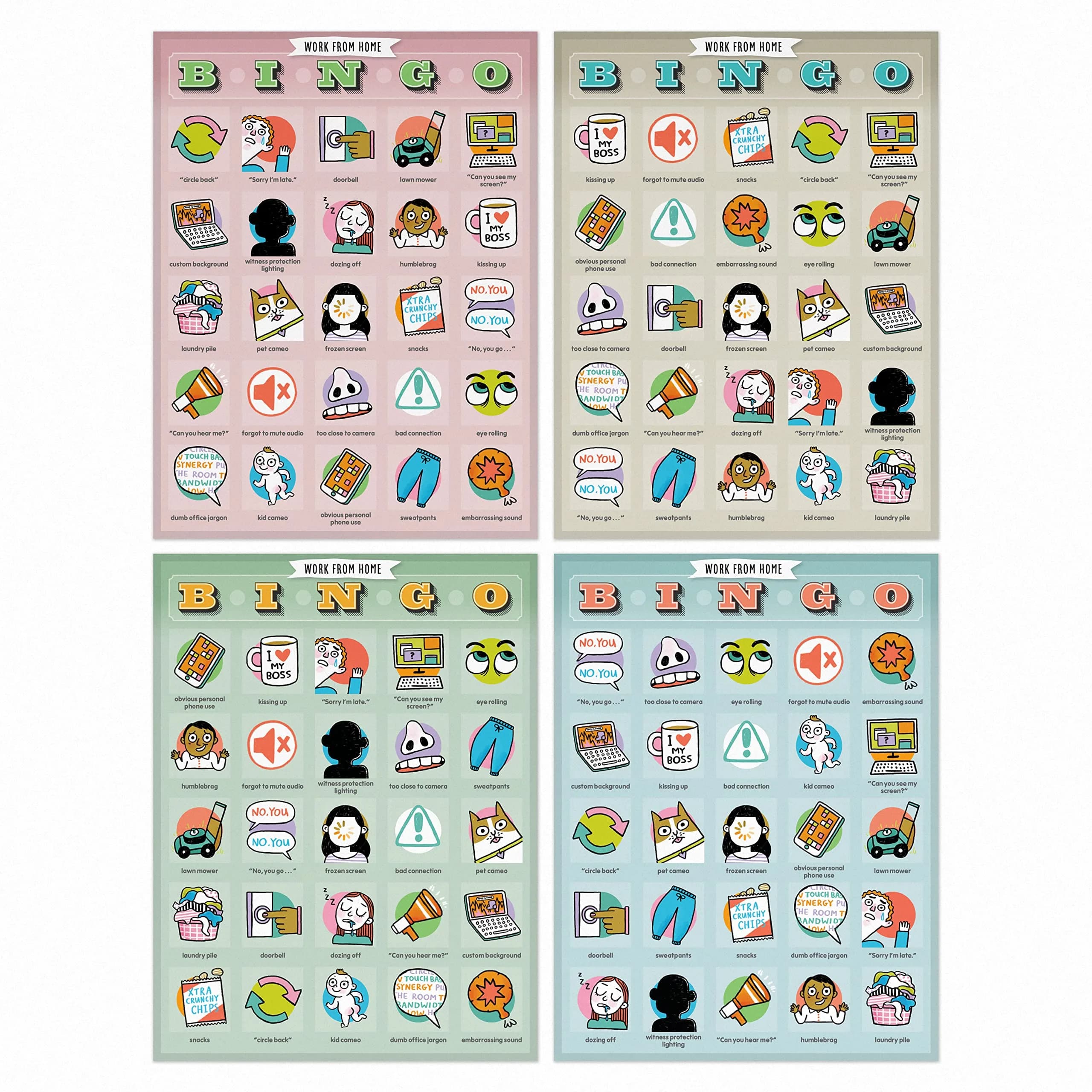 Knock Knock Work-from-Home Bingo, 12 Reusable Cards | 16.3cm x 21.4cm x 0.9cm (6.375 x 8.375 x 0.39 inches) - view 3