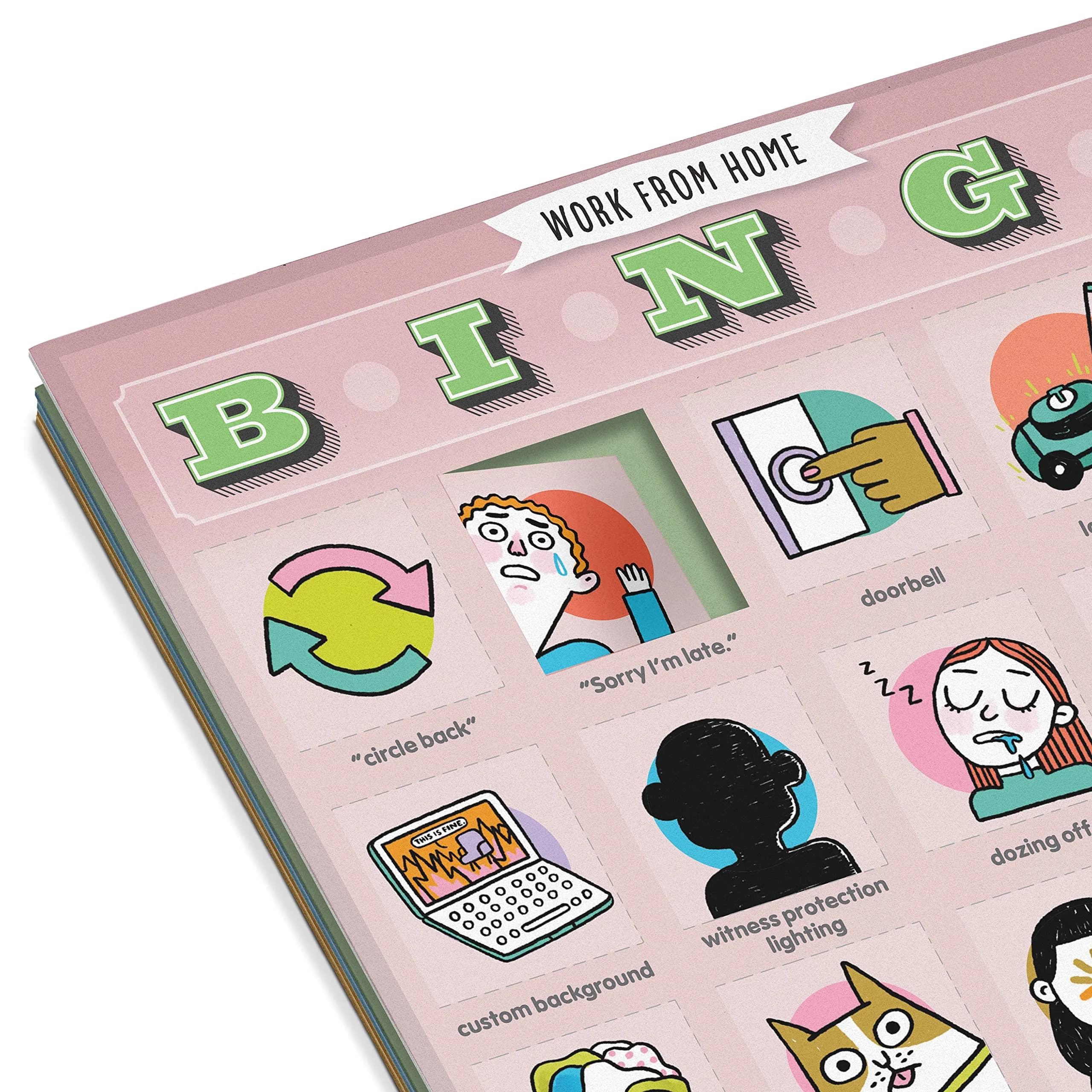 Knock Knock Work-from-Home Bingo, 12 Reusable Cards | 16.3cm x 21.4cm x 0.9cm (6.375 x 8.375 x 0.39 inches) - view 4