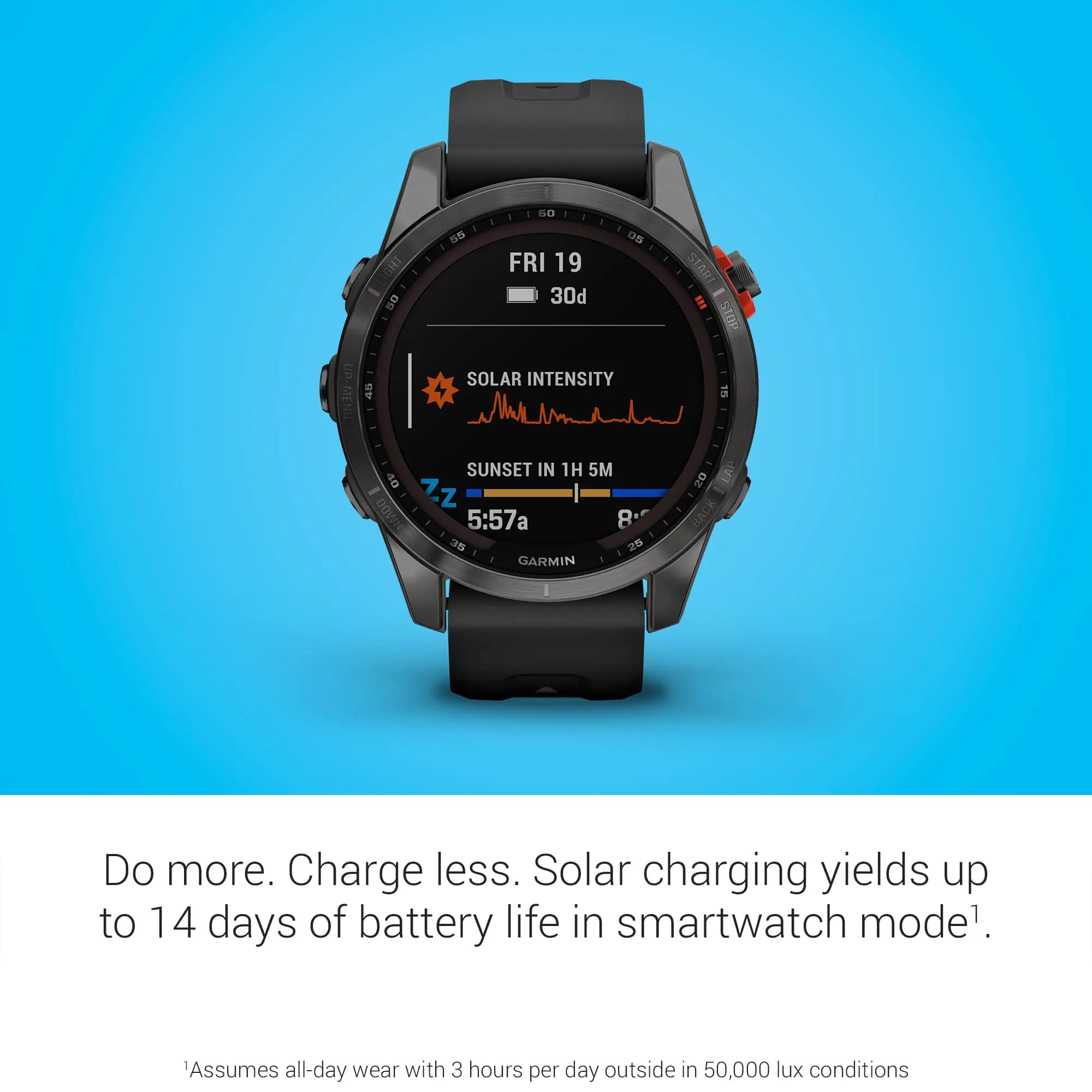 Garmin fenix 7S Solar Smartwatch (1.2-inch Display, Slate with Black Band) | Adventure GPS Watch with Solar Charging - view 3