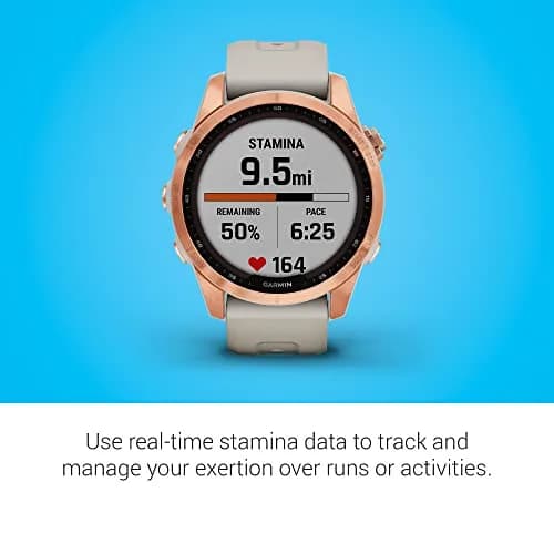 Garmin fenix 7S Solar Smartwatch, 42mm Rose Gold with Light Sand Band | Solar Charging, GPS, Touchscreen thumbnail 4