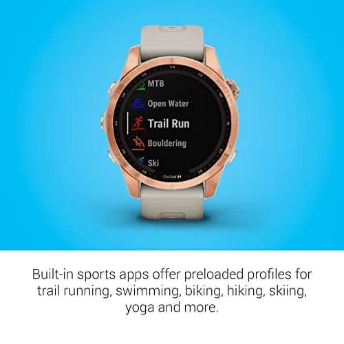 Garmin fenix 7S Solar Smartwatch, 42mm Rose Gold with Light Sand Band | Solar Charging, GPS, Touchscreen thumbnail 6