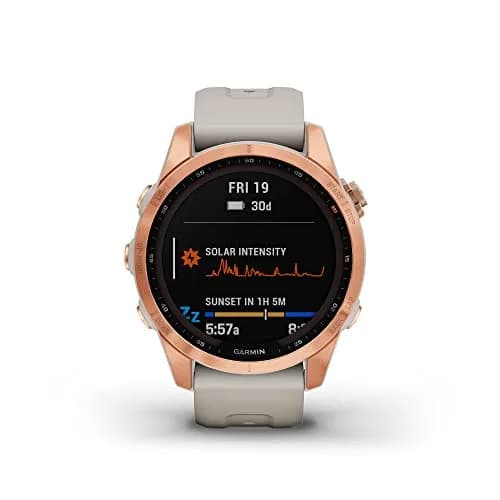 Garmin fenix 7S Solar Smartwatch, 42mm Rose Gold with Light Sand Band | Solar Charging, GPS, Touchscreen thumbnail 2