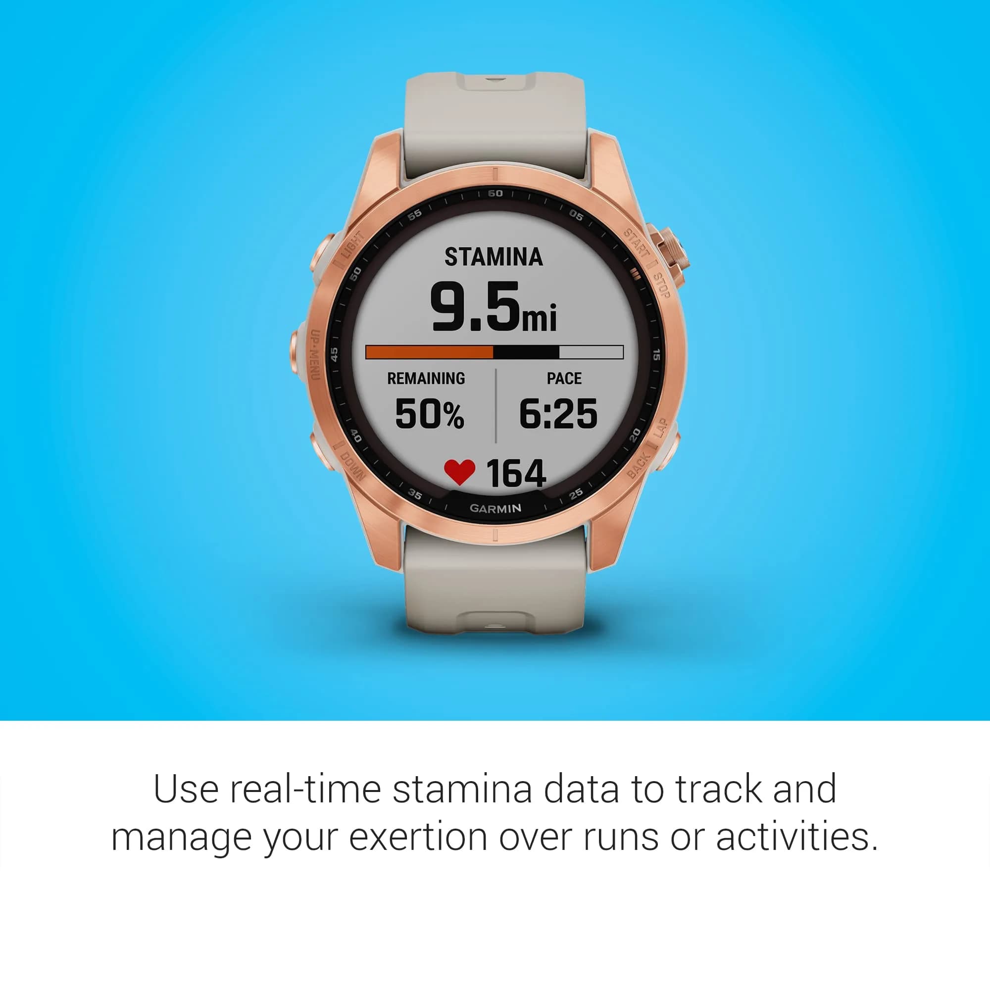 Garmin fenix 7S Solar Smartwatch 47mm Rose Gold with Light Sand Band | Long-Running Solar Powered Multisport GPS Watch - view 4