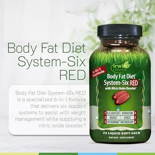Irwin Naturals Body Fat Diet System-Six RED Nitric Oxide Booster 72 Count | Supports metabolism & energy thumbnail 5