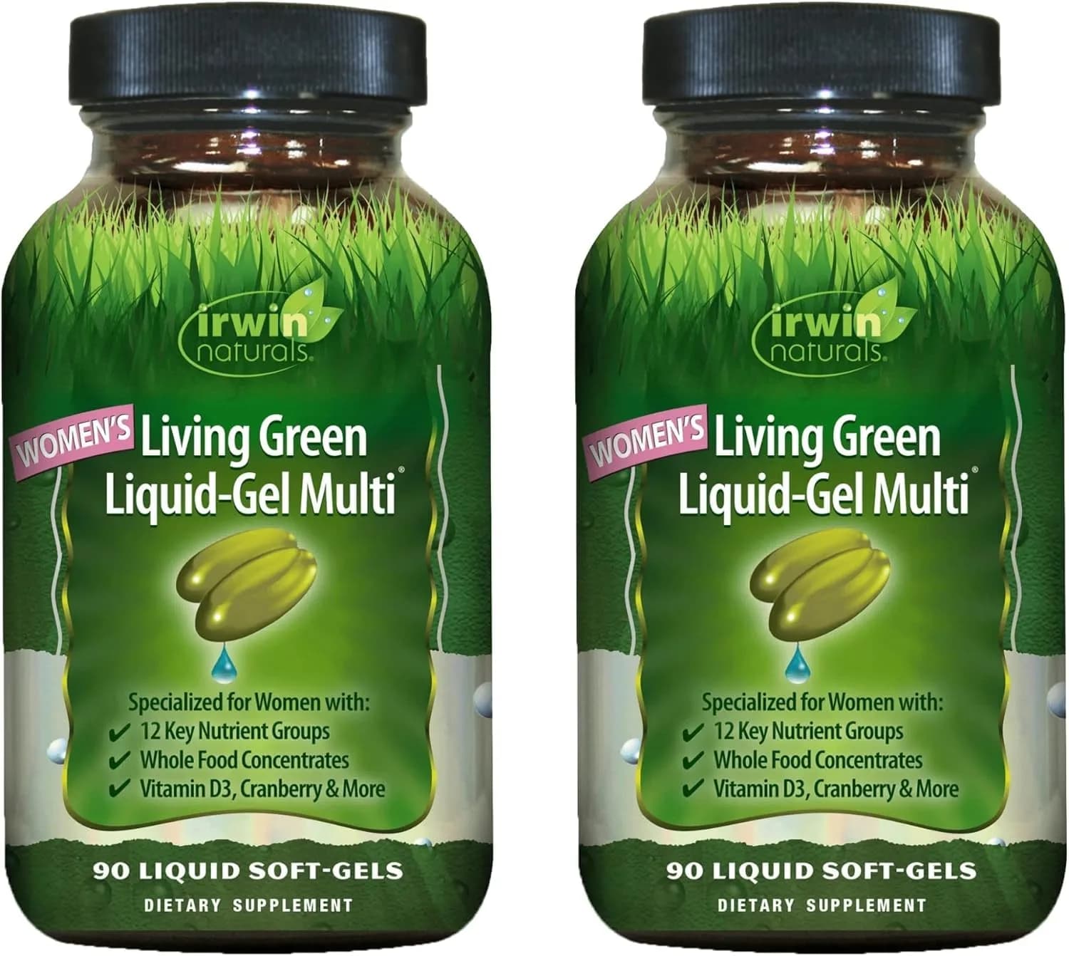 Irwin Naturals Women’s Living Green Liquid-Gel Multivitamins | 90 ct 2-Pack for Women’s Wellness & Energy Support — Softgel