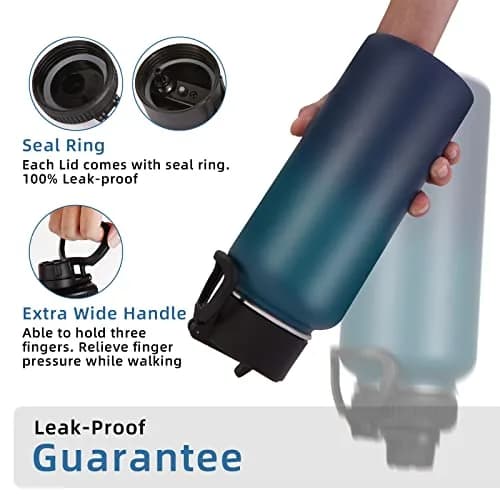 Volhoply 32oz Insulated Water Bottle with Straw Lid, Dark Night | Keeps Cold 18h & Hot 12h, 2-Pack thumbnail 6