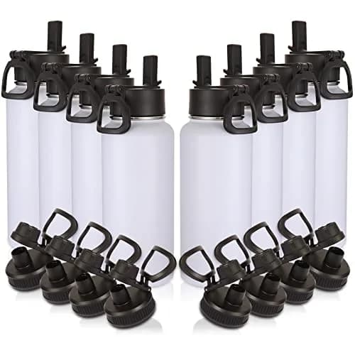 Volhoply 32oz Insulated Water Bottle with Straw Lid | Double Wall Vacuum Keeps Hot 12h Cold 18h | 8-Pack thumbnail 1