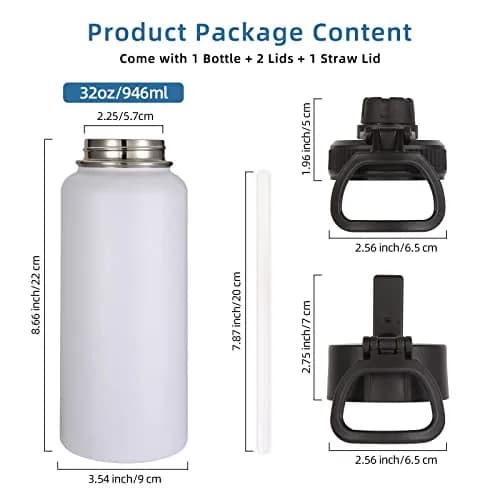 Volhoply 32oz Insulated Water Bottle with Straw Lid | Double Wall Vacuum Keeps Hot 12h Cold 18h | 8-Pack thumbnail 4
