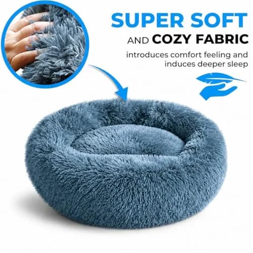 Whiskers & Friends Calming Donut Cat & Small Dog Bed 51cm (20") | Orthopedic Support for Anxiety Relief thumbnail 5