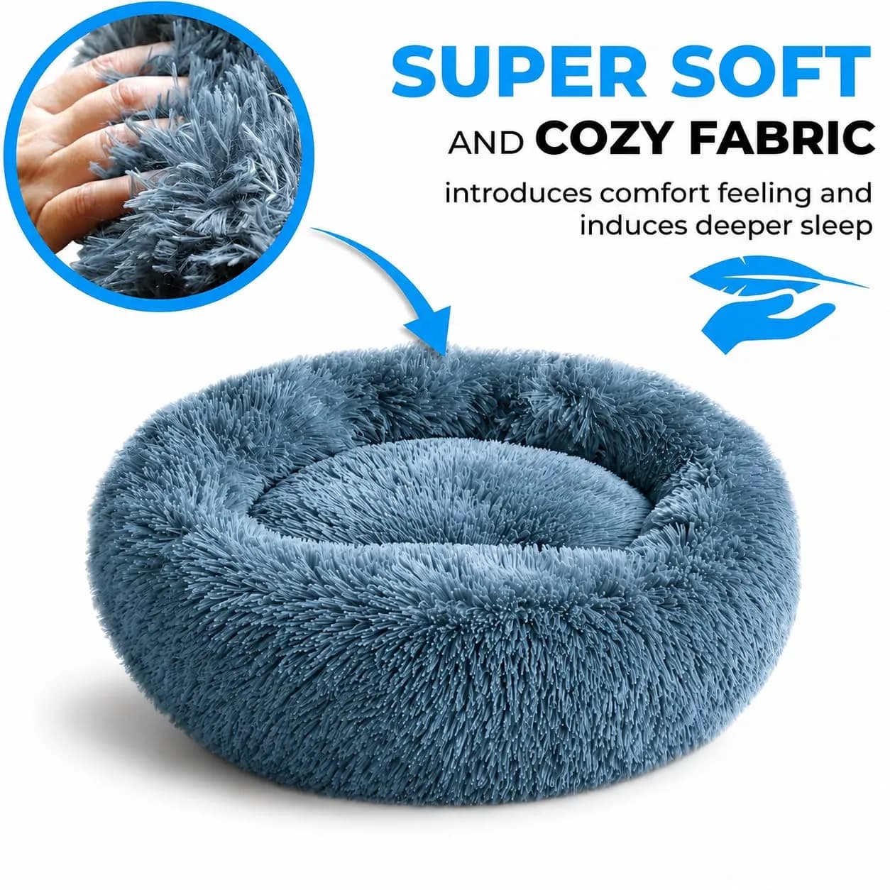Whiskers & Friends Calming Donut Cat & Small Dog Bed 51cm (20") | Orthopedic Support for Anxiety Relief - view 5