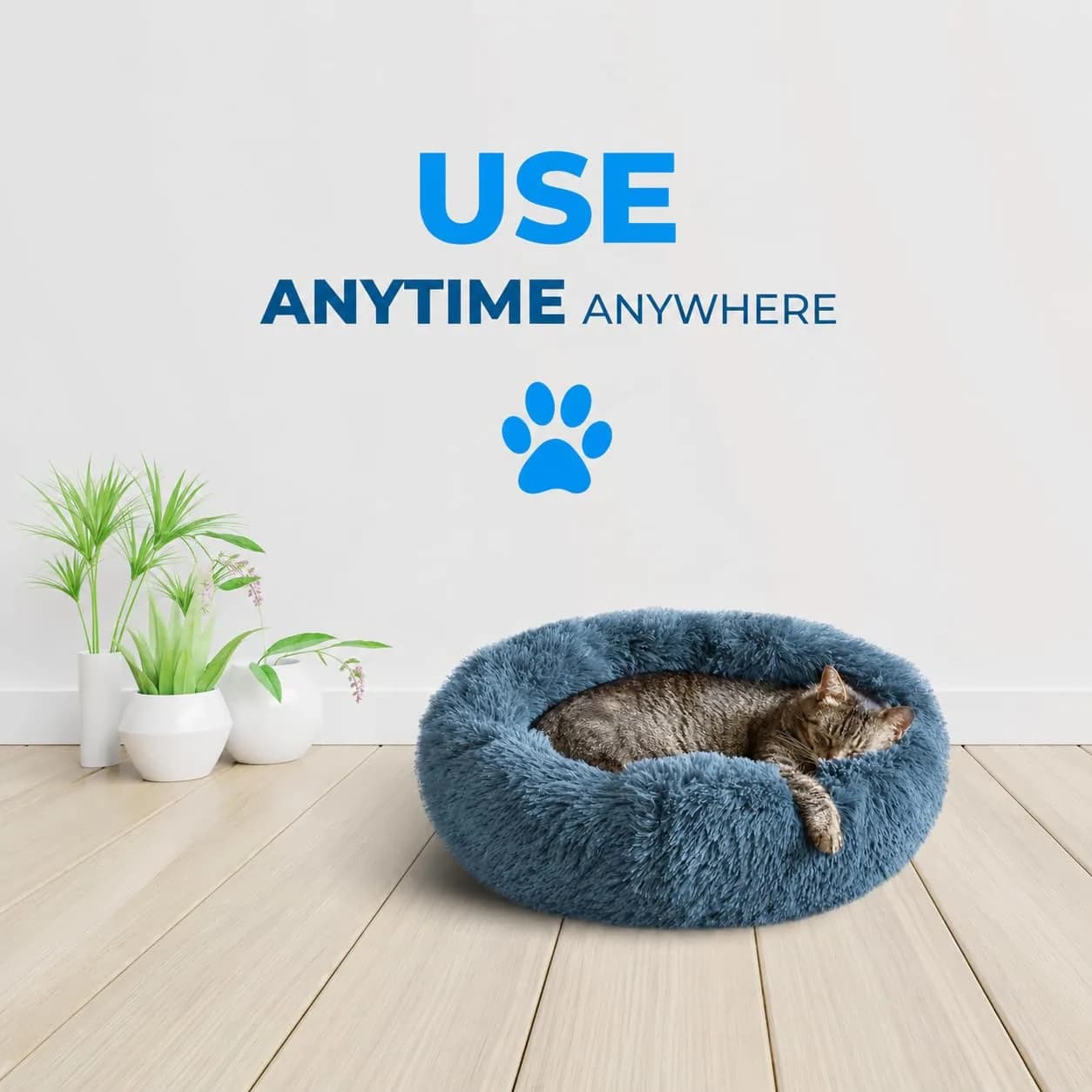 Whiskers & Friends Calming Donut Cat & Small Dog Bed 51cm (20") | Orthopedic Support for Anxiety Relief - view 6