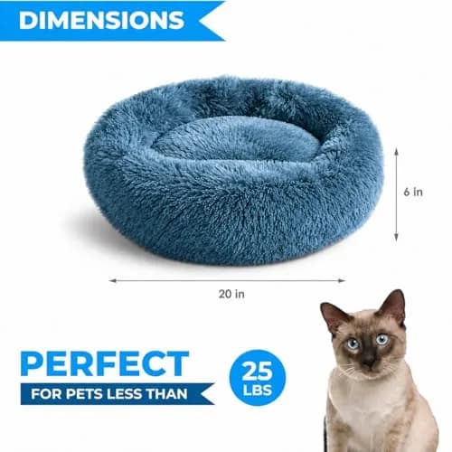 Whiskers & Friends Calming Donut Cat & Small Dog Bed 51cm (20") | Orthopedic Support for Anxiety Relief thumbnail 2