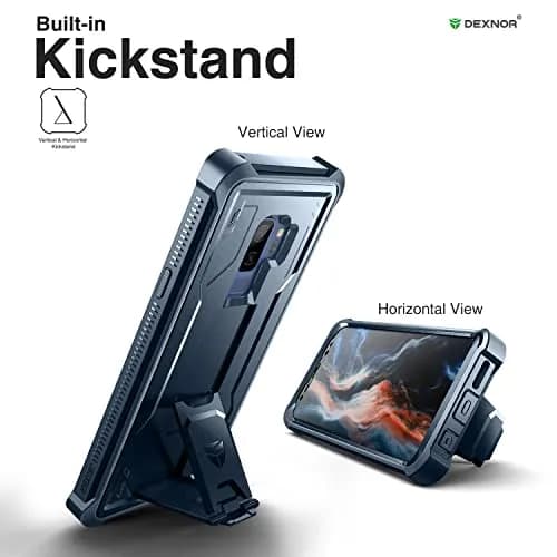 Dexnor Samsung Galaxy S9+ Plus Case | Built-in Screen Protector & Kickstand, Navy Blue thumbnail 4