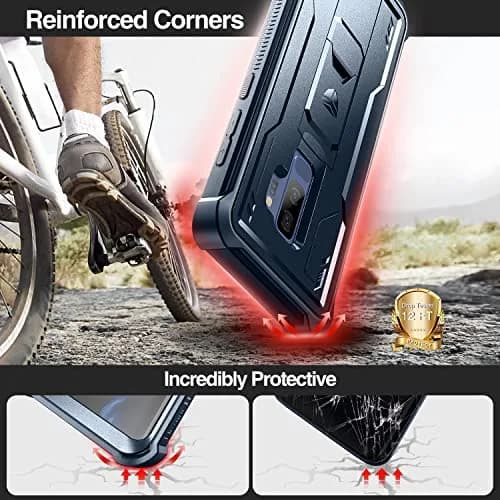 Dexnor Samsung Galaxy S9+ Plus Case | Built-in Screen Protector & Kickstand, Navy Blue thumbnail 3