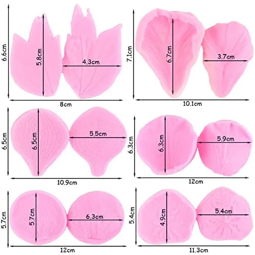 ZiXiang Flower Silicone Veining Molds Set of 6 | Food Grade Silicone for Fondant, Chocolate, Cake Decorating thumbnail 4