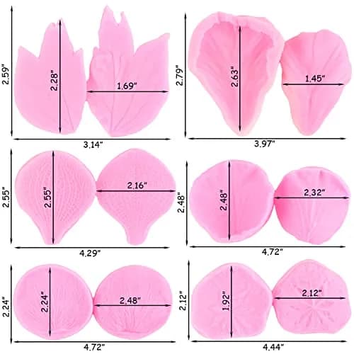 ZiXiang Flower Silicone Veining Molds Set of 6 | Food Grade Silicone for Fondant, Chocolate, Cake Decorating thumbnail 5