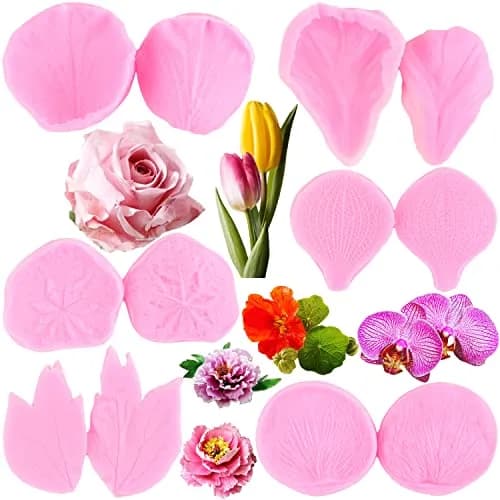 ZiXiang Flower Silicone Veining Molds Set of 6 | Food Grade Silicone for Fondant, Chocolate, Cake Decorating thumbnail 1