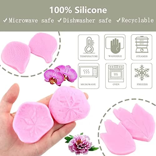 ZiXiang Flower Silicone Veining Molds Set of 6 | Food Grade Silicone for Fondant, Chocolate, Cake Decorating thumbnail 2