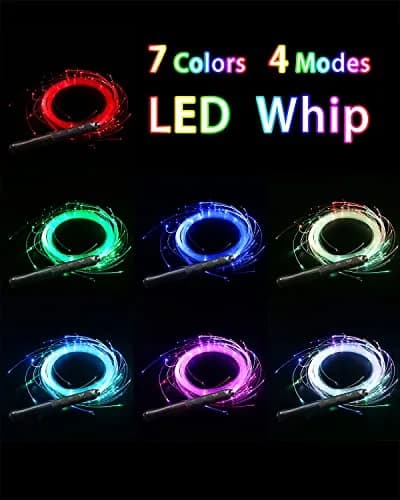 SZYICONG 6ft LED Fiber Optic Whip Dance | USB Rechargeable, Rainbow Bright Lights Effect thumbnail 4