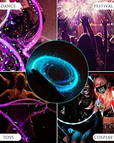 SZYICONG 6ft LED Fiber Optic Whip Dance | USB Rechargeable, Rainbow Bright Lights Effect thumbnail 5