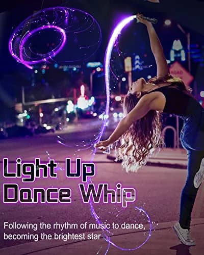SZYICONG 6ft LED Fiber Optic Whip Dance | USB Rechargeable, Rainbow Bright Lights Effect thumbnail 2