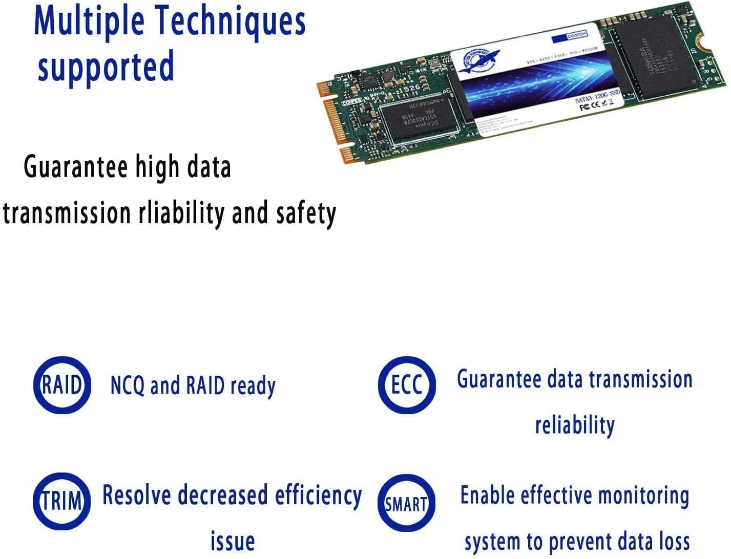 THREE COLOUR DOGFISH M.2 SSD 64GB (5-Pack) | SATA III 6 Gb/s Internal Solid State Drive for Desktop PC Laptop - view 4