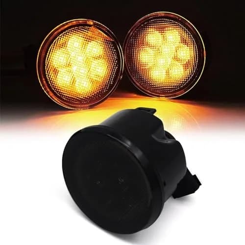 DKMGHT Smoked Lens LED Turn Signal Lights for Jeep Wrangler JK JKU 2007-2018 | Amber LED Front Blinkers Grill Indicator Parking Lamp (Set of 2) thumbnail 7