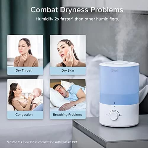 Levoit Dual 150 Ultrasonic Cool Mist Humidifier 3L (101.4 Fl Oz) | ETL Certified for Large Rooms up to 290 sq ft thumbnail 8