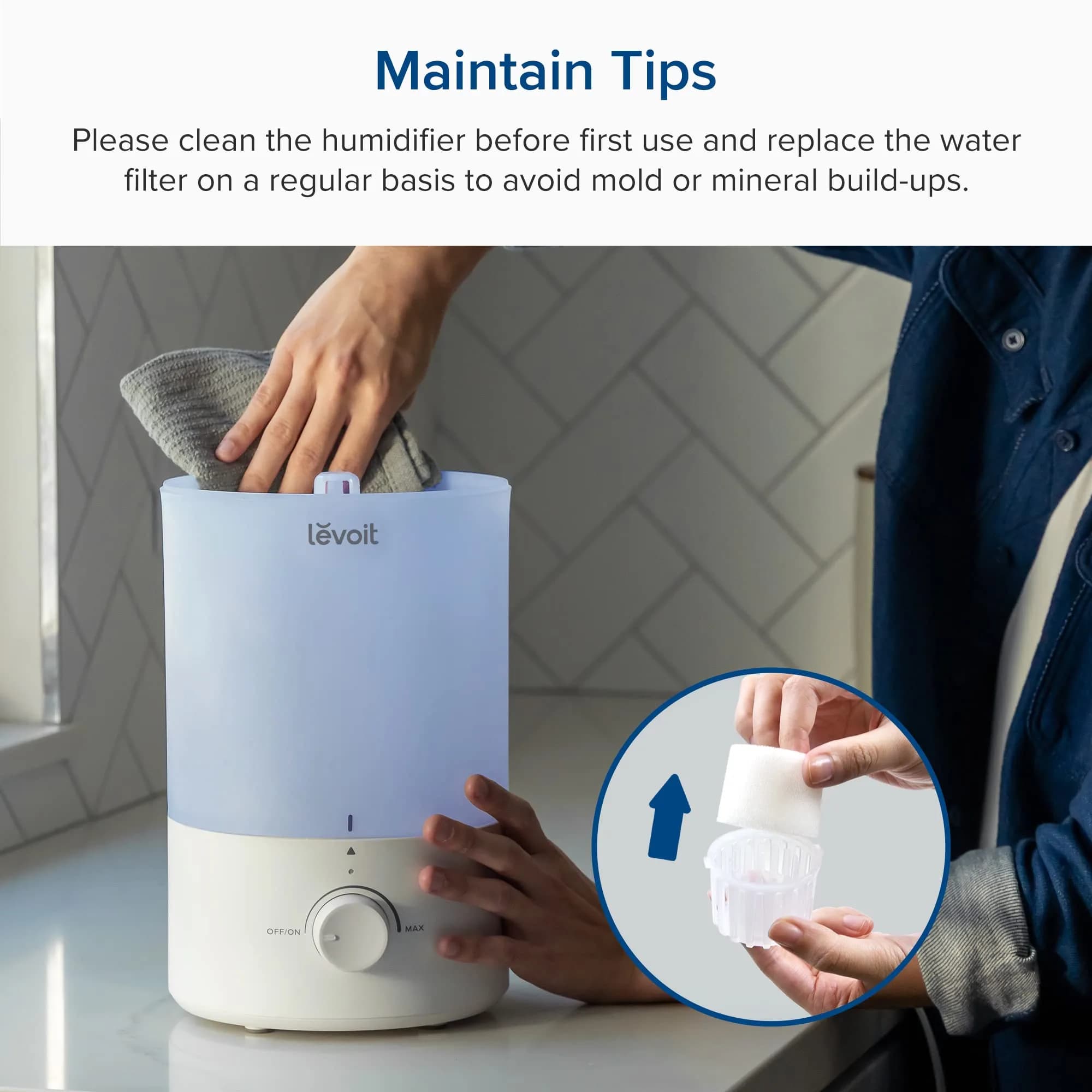 Levoit Dual 150 Ultrasonic Cool Mist Humidifier 3L (101.4 Fl Oz) | ETL Certified for Large Rooms up to 290 sq ft - view 9