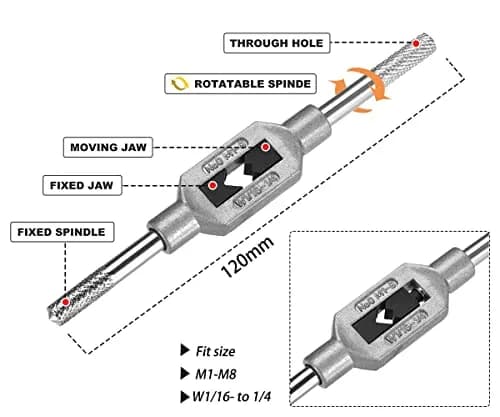 Saipe Micro Taps Set M1-M3.5 with Tap Wrench | HSS Threading Tools for Small Crafts thumbnail 4