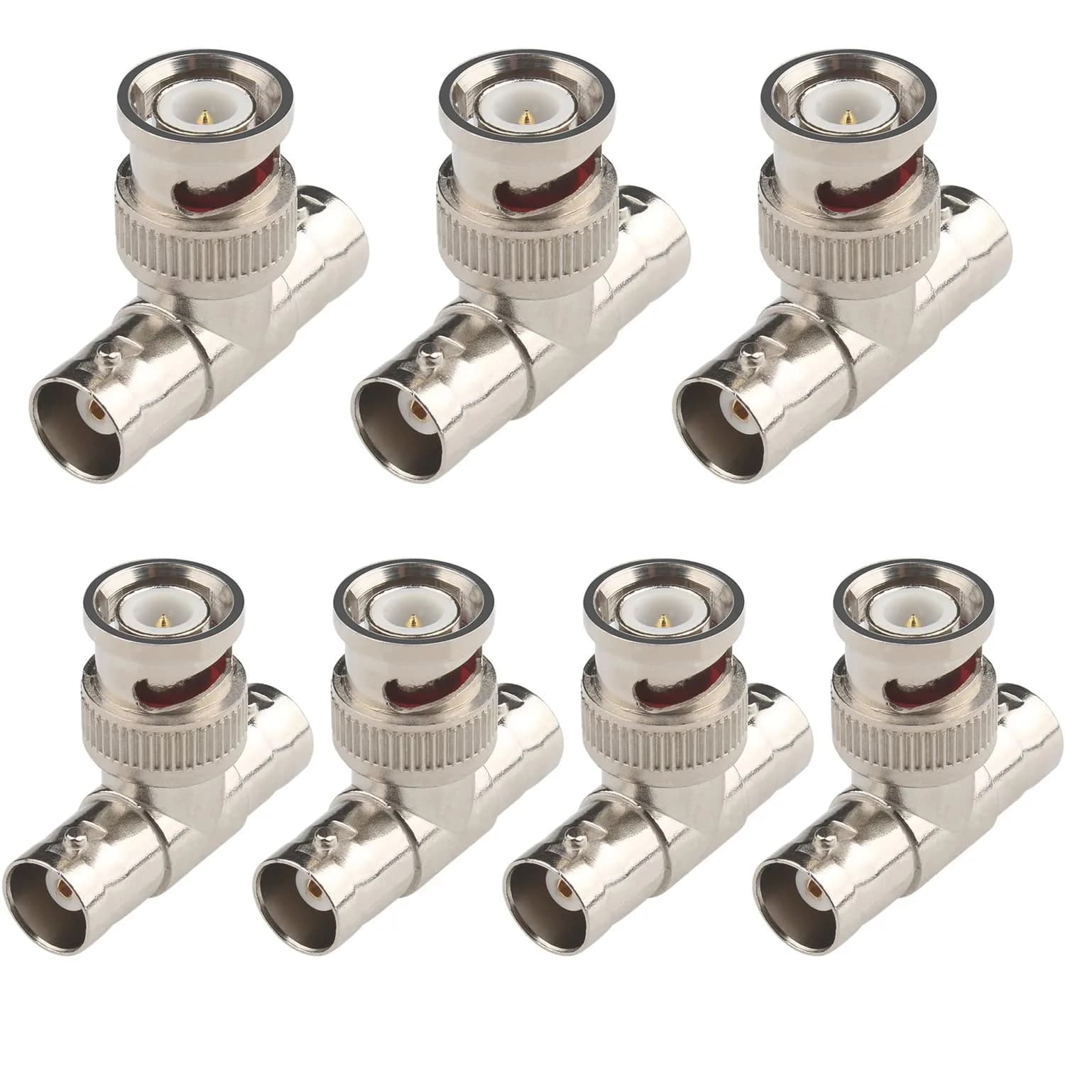 Fanbalunke BNC Splitter Adapter 7 Pcs BNC Male to 2 Female T Triple Coaxial Connector | Connects Security Cameras & Monitors - main product image