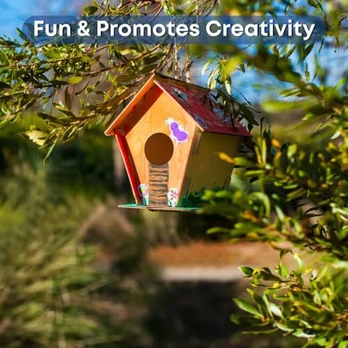 CRAFTY HAPPITOYS 9 DIY Bird House Kits for Kids to Build & Paint | Wooden Craft Kit for Ages 4-12 thumbnail 6