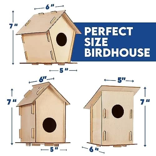 CRAFTY HAPPITOYS 9 DIY Bird House Kits for Kids to Build & Paint | Wooden Craft Kit for Ages 4-12 thumbnail 3