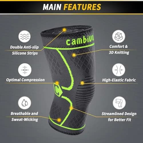 CAMBIVO Knee Brace Compression Sleeve Medium | FDA Approved Orthopedic Brace for Pain Relief & Sports thumbnail 3