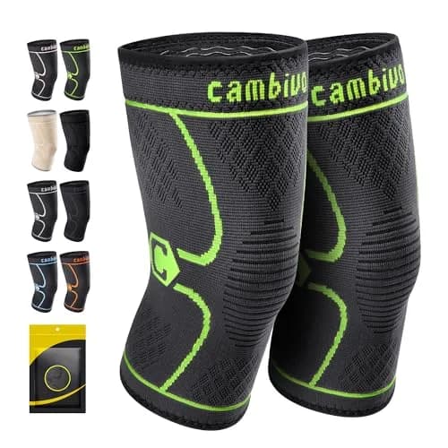CAMBIVO 2 Pack Knee Brace Compression Sleeve for Men & Women, Green Small | FDA Approved Orthopedic Brace thumbnail 1