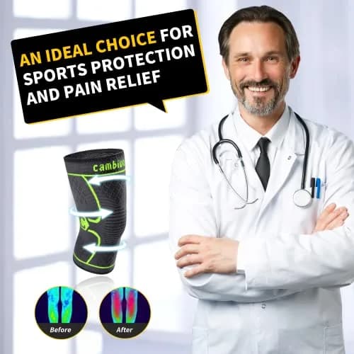 CAMBIVO 2 Pack Knee Brace Compression Sleeve for Men & Women, Green Small | FDA Approved Orthopedic Brace thumbnail 2
