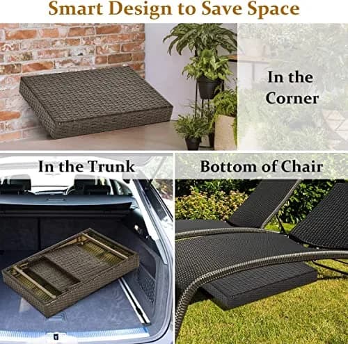 HAPPYGRILL Outdoor Wicker Table Folding Rattan Side Table 24" x 16" | Foldable & Sun Resistant thumbnail 3