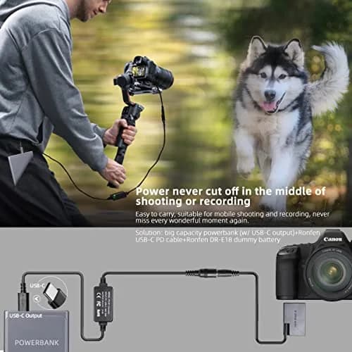 RONFEN DR-E18 USB-C PD Adapter Kit for Canon Cameras | 1.2M Cable, 30W Output thumbnail 3