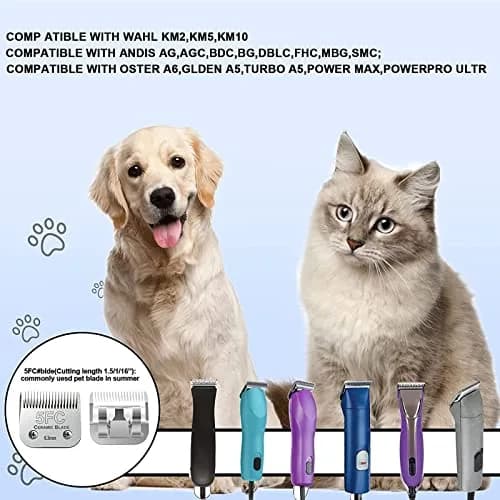 Audoc 5FC Blade Dog Grooming Clipper Blades | Compatible with Andis Dog Clipper, Ceramic & Stainless Steel, 6.3mm Cut thumbnail 4