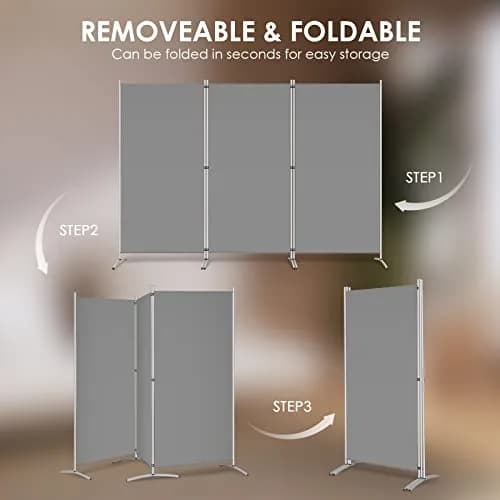 RANTILA 3 Panel Room Divider 213 cm (102''W) x 170 cm (71''H) | Freestanding Privacy Screen for India thumbnail 5