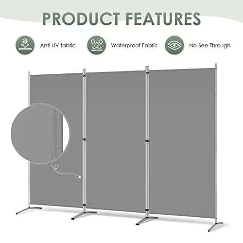 RANTILA 3 Panel Room Divider 213 cm (102''W) x 170 cm (71''H) | Freestanding Privacy Screen for India thumbnail 3