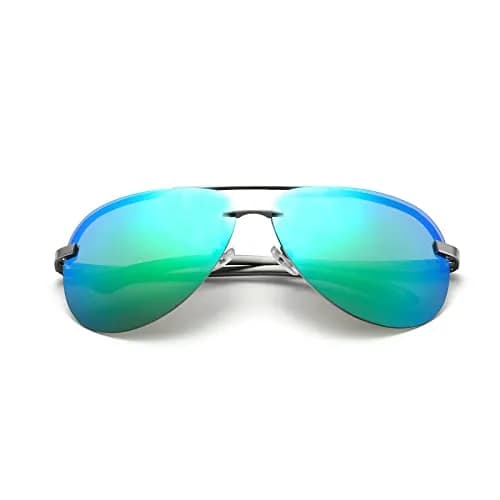 Fishingtours Classic Aviator Sunglasses for Men & Women | 65mm Lens Width (2.56 in) — Green