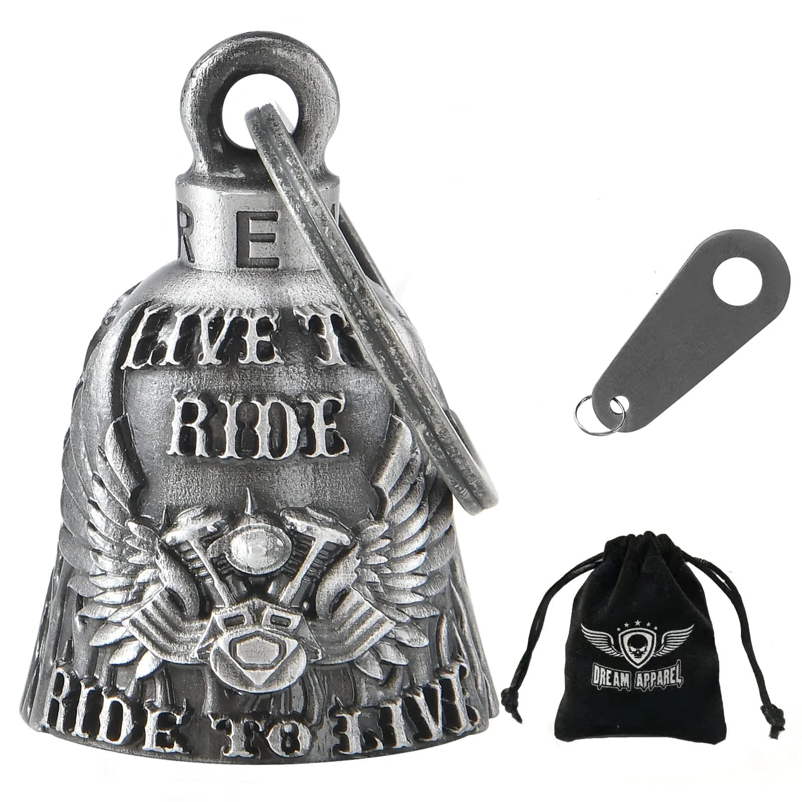 Dream Apparel Motorcycle Ride Bell for Bikers, Heavy Spirit Keychain & Lucky Charm (DBL9-L POW MIA) — Live to Ride